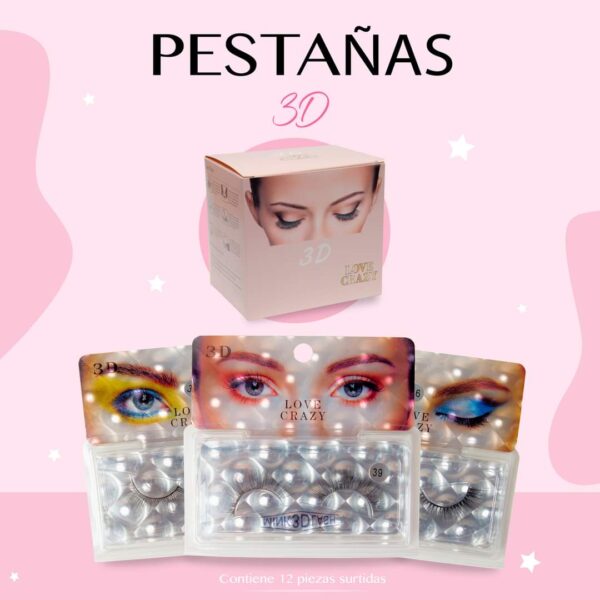PAR DE PESTAÑAS DE TIRA 3D LOVE CRAZY
