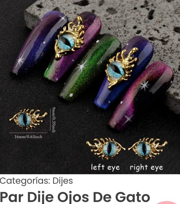 PAR DE DIJES OJOS DE GATO LOVELY