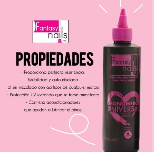 MONOMERO UNIVERSAL 4 oz y 8 oz FANTASY NAILS